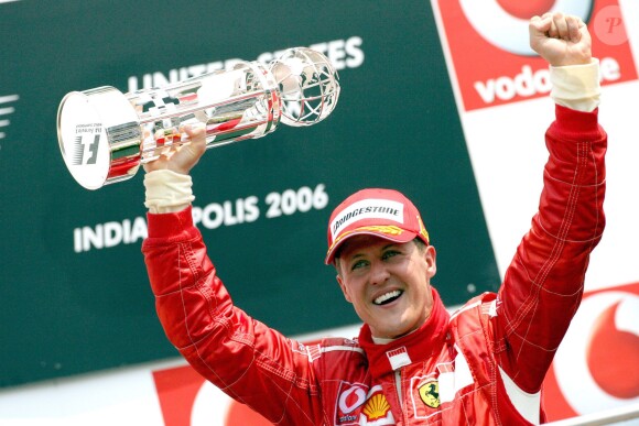 Michael Schumacher après sa victoire au Grand Prix des Etats-Unis, à Indianapolis, en juillet 2006