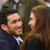 Maxime Mermoz et Barbara Morel lors du match du tournoi des VI Nations entre la France et l'Angleterre au Stade de France à Saint-Denis, le 1er février 2014