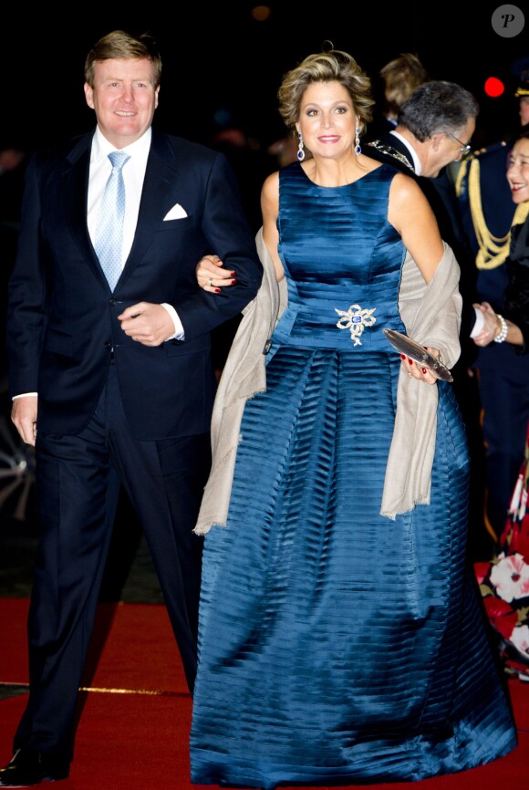 Le roi Willem-Alexander et la reine Maxima, très en beauté. La princesse Beatrix des Pays-Bas recevait le 1er février 2014 au Ahoy de Rotterdam, en présence de son héritier le roi Willem-Alexander et de la reine Maxima ainsi que de l'ensemble de la famille royale, un vibrant hommage en marque de gratitude pour ses 33 ans de règne, de 1980 à son abdication le 30 avril 2013 au profit de son fils Willem-Alexander.