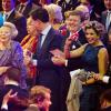 La princesse Beatrix, le premier ministre Mark Rutte, le roi Willem-Alexander, la reine Maxima en pleine fête. La princesse Beatrix des Pays-Bas recevait le 1er février 2014 au Ahoy de Rotterdam, en présence de son héritier le roi Willem-Alexander et de la reine Maxima ainsi que de l'ensemble de la famille royale, un vibrant hommage en marque de gratitude pour ses 33 ans de règne, de 1980 à son abdication le 30 avril 2013 au profit de son fils Willem-Alexander.