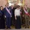 La princesse Letizia, le prince Felipe, la reine Sofia, le roi Juan Carlos Ier d'Espagne lors de la Pâque militaire le 6 janvier 2014 à Madrid