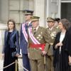 La princesse Letizia, le prince Felipe, la reine Sofia et le roi Juan Carlos Ier d'Espagne lors de la Pâque militaire le 6 janvier 2014 à Madrid