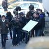 Zoe Saldana tourne les premieres scènes du remake version mini-série de "Rosemary Baby" (NBC) à Paris le 31 janvier 2014