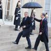 Jean-Marc Ayrault arrive pour le déjeuner à l'occasion de la visite officielle du roi Philippe de Belgique et de la reine Mathilde à François Hollande, le 6 février 2014 à Paris.