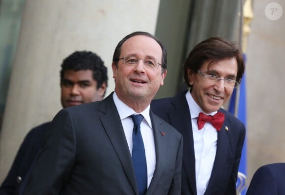 Elio Di Rupo, Premier ministre belge, à l'Elysée lors de la visite officielle du roi Philippe de Belgique et de la reine Mathilde à François Hollande, le 6 février 2014 à Paris.