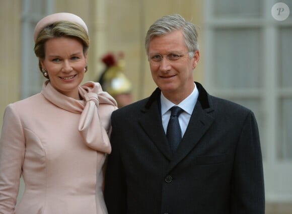 King Philippe and Queen Mathilde of Belgium leave the Elysee Palace after meeting with French President Francois Hollande in Paris, France on February 6, 2014. Photo by Christian Liewig/ABACAPRESS.COM06/02/2014 - Paris