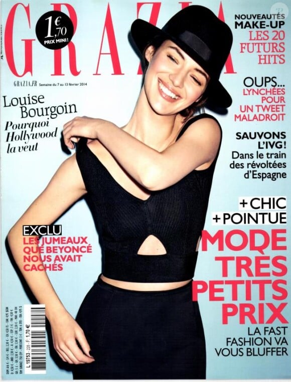 Louise Bourgoin en couverture du magazine Grazia du 7 février 2014