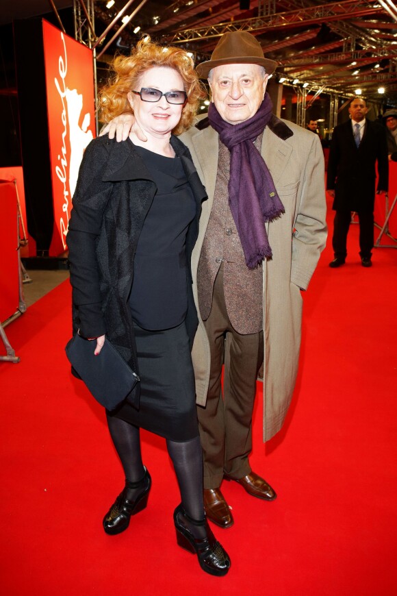 Pierre Bergé et Ingrid Caven lors de la première du film "Yves Saint Laurent" lors du 64eme Festival International du Film de Berlin, le 7 février 2014.