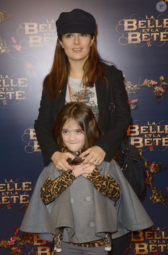 Salma Hayek et sa fille Valentina - Première du film "La Belle et La Bête" à Paris le 9 février 2014.
