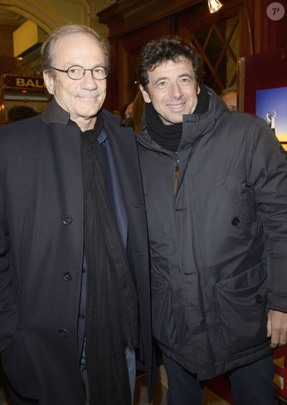 Patrick Chesnais et Patrick Bruel à la générale de leur pièce "La porte à côté" au Théâtre Édouard VII à Paris, le 10 fevrier 2014.