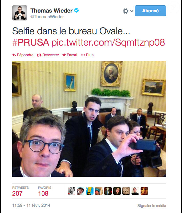 Selfie du journaliste du Monde Thomas Wieder à la Maison Blanche le 11 février 2014.
