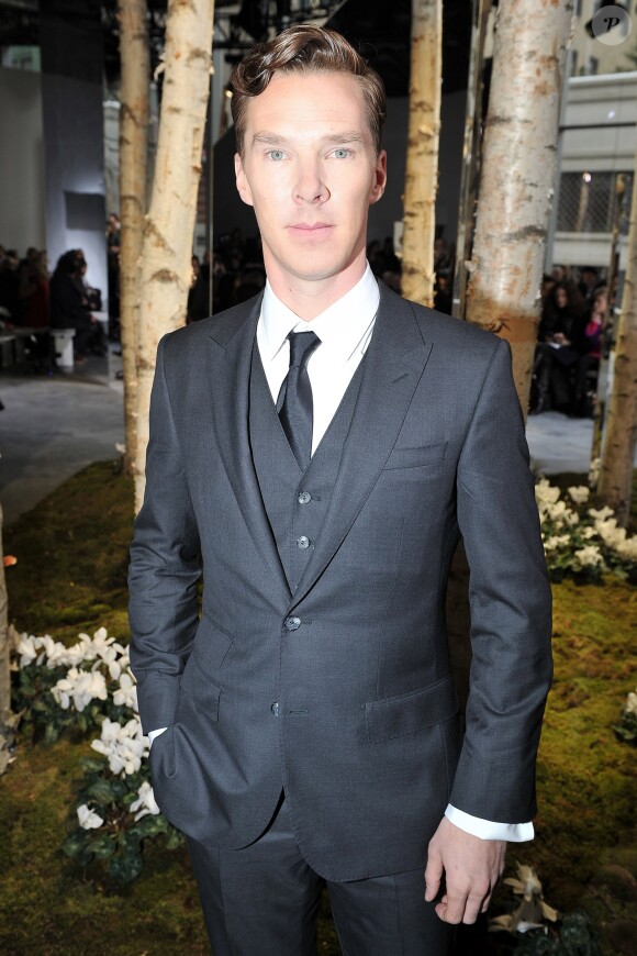 Benedict Cumberbatch lors du défilé Hugo Boss Women à New York, le 12 février 2014.