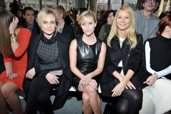 Diane Kruger, Reese Witherspoon et Gwyneth Paltrow lors du défilé Hugo Boss Women à New York, le 12 février 2014.