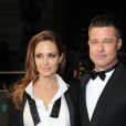 Angelina Jolie et son compagnon Brad Pitt à la cérémonie des Bafta Awards au Royal Opera House à Londres, le 16 février 2014.
