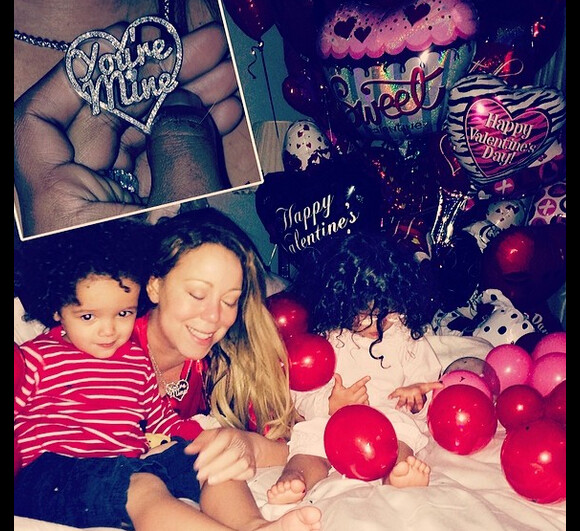 Mariah Carey a passé la Saint-Valentin avec ses enfants Monroe et Moroccan. Le 14 février 2014.