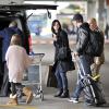 Exclusif - Courteney Cox arrive à Venise avec sa fille Coco Arquette et son petit ami Johnny McDaid le 15 février 2014.