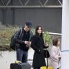 Exclusif - Courteney Cox arrive à Venise avec sa fille Coco Arquette et son petit ami Johnny McDaid, le 15 février 2014.