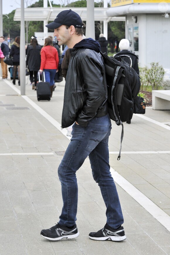 Exclusif - Courteney Cox arrive à Venise avec sa fille Coco Arquette et son petit ami Johnny McDaid, le 15 février 2014.