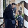 Exclusif - Courteney Cox se promène avec sa fille Coco Arquette et son petit ami Johnny McDaid à Venise, Italie, le 16 février 2014.