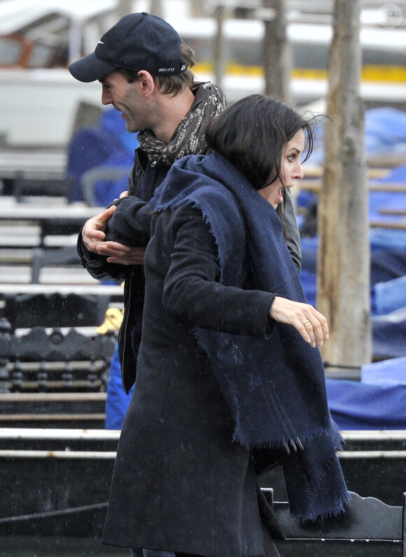 Courteney Cox avec sa fille Coco et son petit ami Johnny McDaid à Venise en Italie le 20 février 2014.