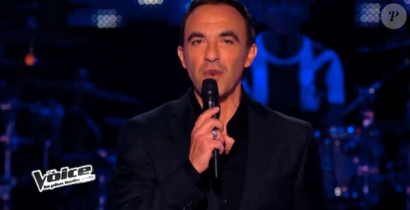 Nikos Aliagas dans The Voice 3, le samedi 22 février 2014 sur TF1