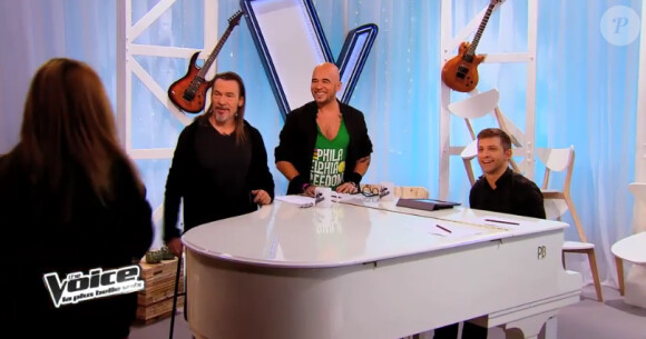 Pascal Obispo aide Florent Pagny dans The Voice 3, le samedi 22 février 2014 sur TF1