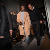 Kanye West arrive à l'Hôtel Salomon de Rothschild pour assister au défilé Maison Martin Margiela. Paris, le 28 février 2014.