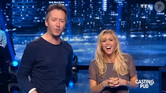 Enora Malagré et Jean-Luc Lemoine dans Vendredi tout est permis sur TF1 le 28 février 2014.