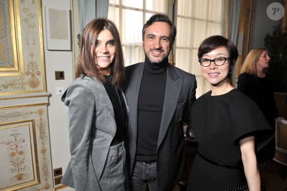 Exclusif - Carine Roitfeld, Fabio Mancone et Lee Young Hee au Déjeuner Samsung X Carine Roitfeld, (déjeuner avec comme thème technologie et monde de la mode), à Paris le 1 mars 2014 -