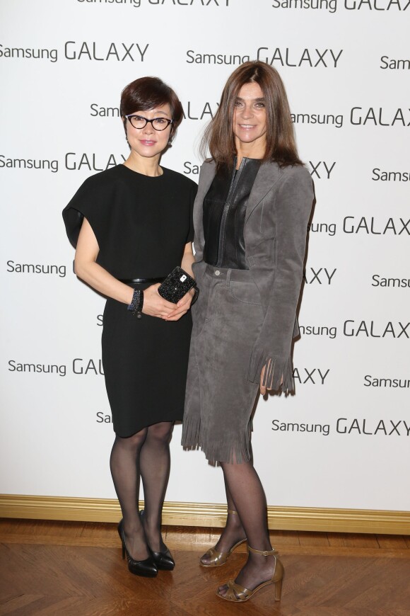Exclusif - Carine Roitfeld et Lee Young Hee, Vice présidente éxécutive de Samsung, au déjeuner Samsung X Carine Roitfeld, (déjeuner avec comme thème technologie et monde de la mode), à Paris le 1 mars 2014 -