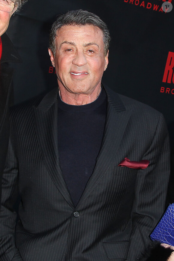 Sylvester Stallone sur le tapis rouge de la première de la comédie musicale "Rocky" à Broadway (New York), le 13 mars 2014.