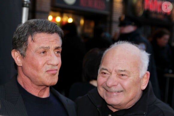 Sylvester Stallone et Burt Young lors de la première de la comédie musicale "Rocky" à Broadway (New York), le 13 mars 2014.