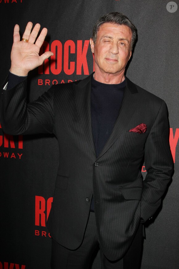 Sylvester Stallone lors de la première de la comédie musicale "Rocky" à Broadway (New York), le 13 mars 2014.