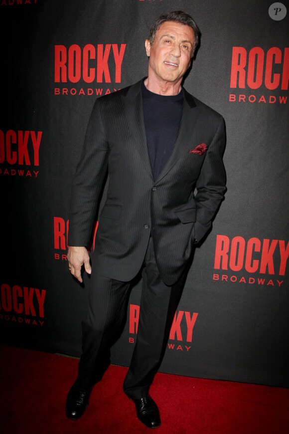 Sylvester Stallone lors de la première de la comédie musicale "Rocky" à Broadway (New York), le 13 mars 2014.
