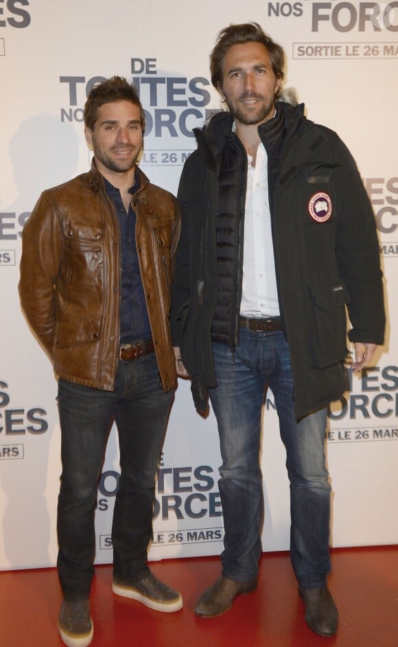 Arnaud Clément et Arnaud Di Pasquale lors de l'avant-première du film "De Toutes Nos Forces" au Gaumont Opéra à Paris, le 17 mars 2014
