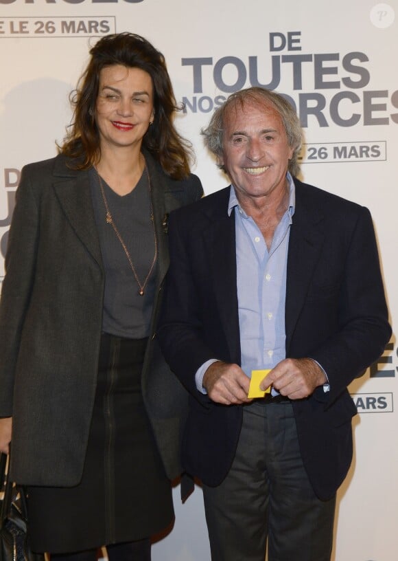 Jacques Laffite et sa femme lors de l'avant-première du film "De Toutes Nos Forces" au Gaumont Opéra à Paris, le 17 mars 2014
