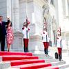 La reine Maxima des Pays-Bas était reçue le 7 mars 2014 à Lima, au Pérou, par le président Ollanta Humala et son épouse Nadine Heredia.