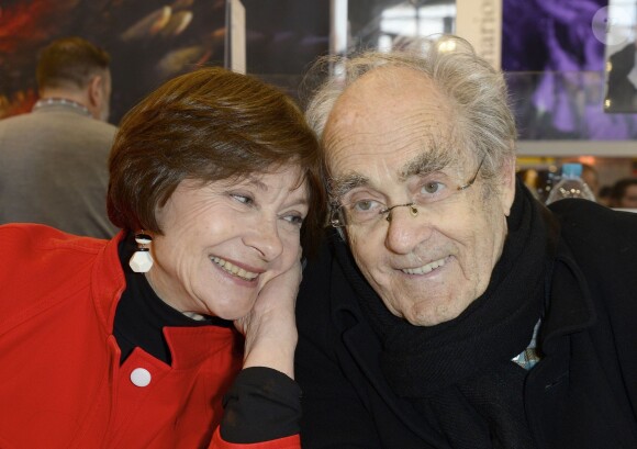Macha Méril et Michel Legrand au 34e Salon du livre de Paris, Porte de Versailles, le 23 mars 2014.