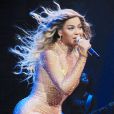 Beyoncé Knowles, sexy sur la scène de l'O2 Arena à Londres dans le cadre de sa tournée Mrs Carter World Tour. Mars 2014