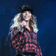 Beyoncé sur la scène de l'O2 Arena à Londres dans le cadre de sa tournée Mrs Carter World Tour. Mars 2014