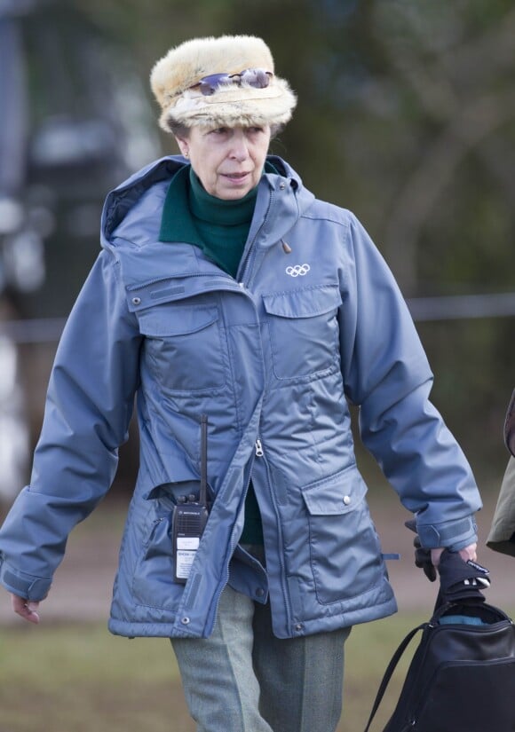 La princesse Anne lors de la compétition hippique Land Rover Horse Trials à Gatcombe le 23 mars 2014