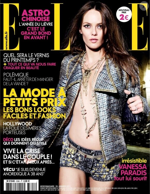 Vanessa Paradis en couverture du magazine Elle de janvier 2011, édition française.