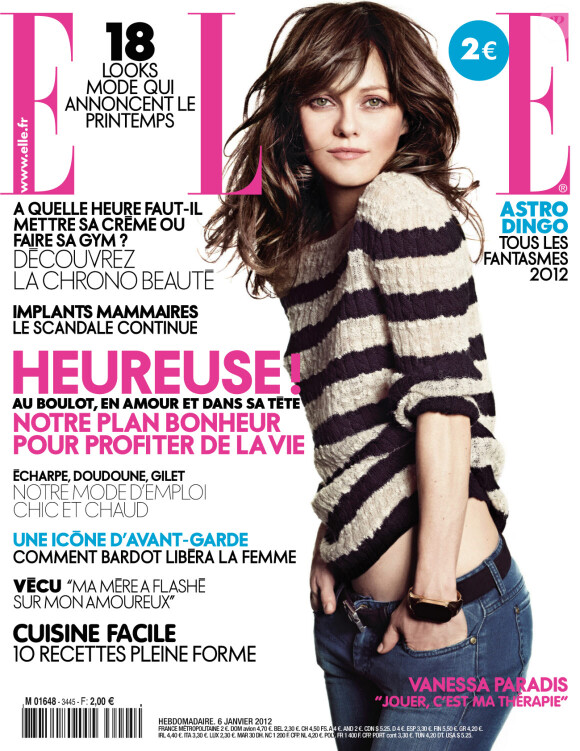 Vanessa Paradis en couverture du magazine Elle du 6 janvier 2012