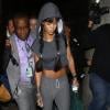 Rihanna arrive à LAX, l'aéroport de Los Angeles, en provenance de Londres. Le 28 mars 2014.