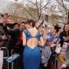 Shailene Woodley, dans une robe Stella McCartney lors de l'avant-première du film "Divergente" à Londres, le 30 mars 2014