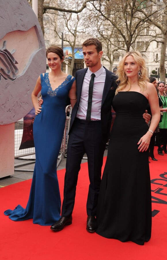 Kate Winslet, Theo James et Shailene Woodley lors de l'avant-première du film "Divergente" à Londres, le 30 mars 2014