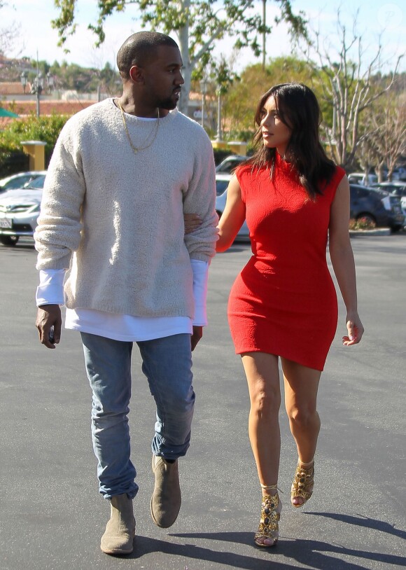 Kanye West et Kim Kardashian à Calabasas, le 14 mars 2014.