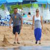 Steve Carell avec sa femme Nancy et leurs deux enfants John et Elisabeth à Maui, Hawaï, le 30 mars 2014.