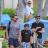 Steve Carell avec sa femme Nancy et leurs deux enfants John et Elisabeth à Maui, Hawaï, le 30 mars 2014.