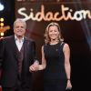 Exclusif - Enrico Macias et Anne-Sophie Lapix - Enregistrement de l'émission du Sidaction 2014, les 24 et 25 mars 2014 au théâtre Mogador à Paris (diffusion le 5 avril 2014 à 20h50 sur France 2).